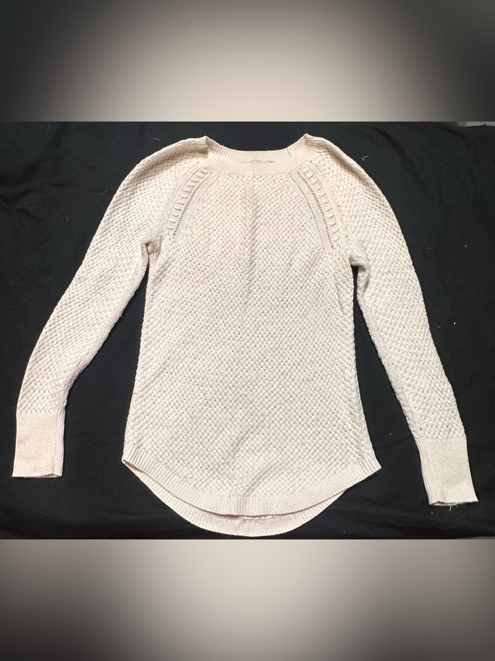 LOFT Cream Textured Crewneck Sweater